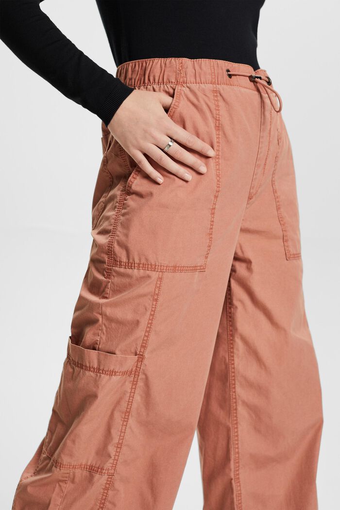 Pull-on cargo trousers, 100% cotton, TERRACOTTA, detail image number 1