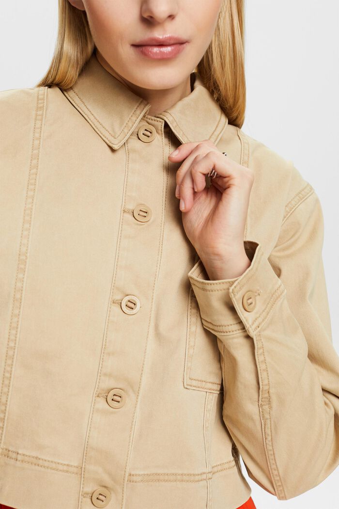 Cropped Cotton-Twill Jacket, BEIGE, detail image number 2