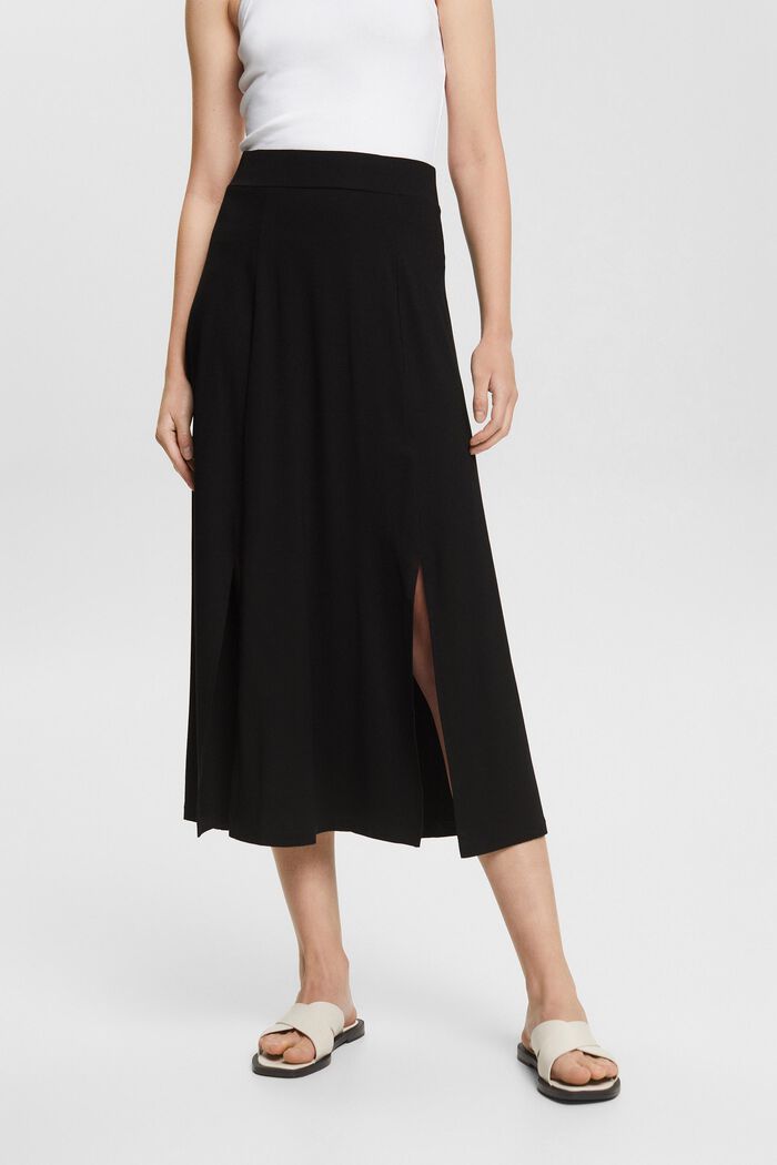 Midi skirt with slits, BLACK, detail image number 0