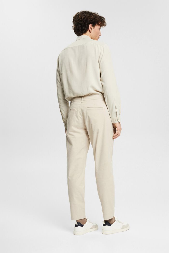Trousers with a stretchy drawstring waistband, BEIGE, detail image number 3