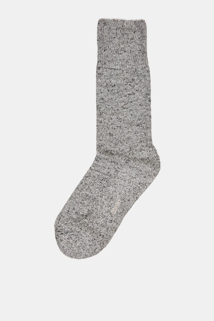 Melange cotton blend socks, LIGHT GREY MELANGE, detail image number 0