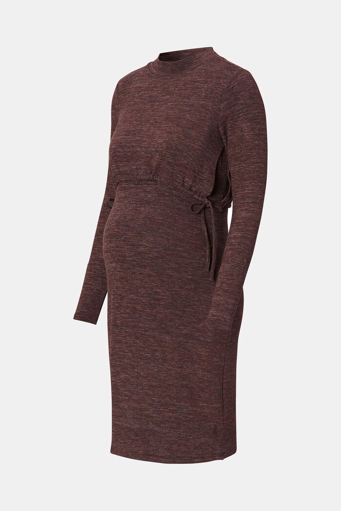 Melange knit dress with a nursing function, COFFEE, detail image number 6