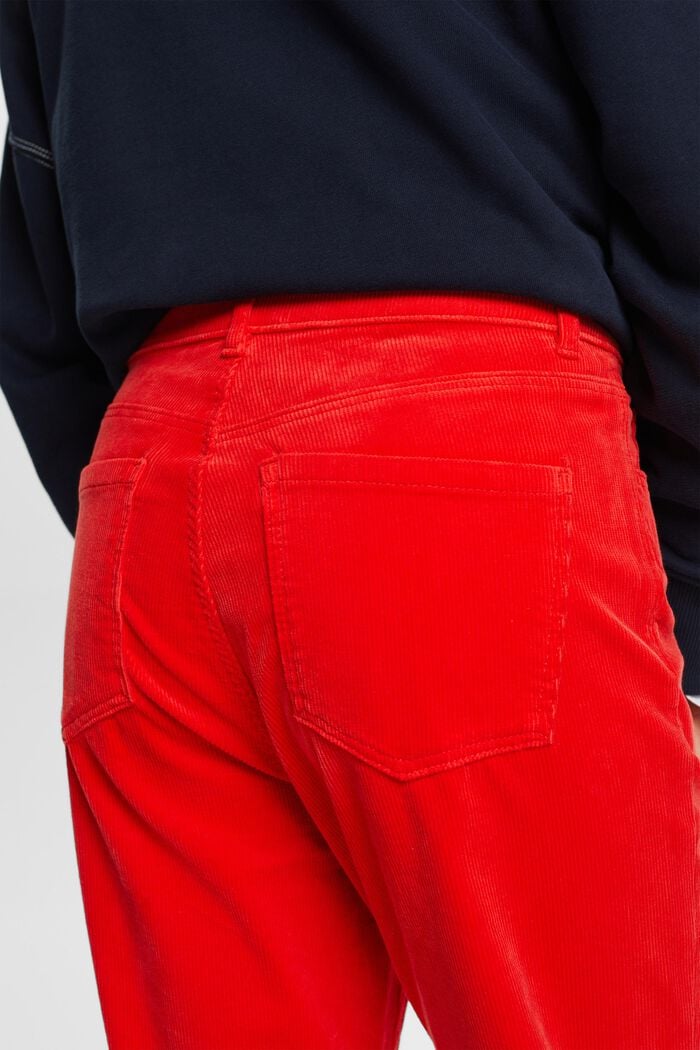 High-Rise Straight Fit Corduroy Trousers, RED, detail image number 4