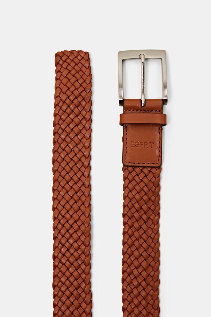 Braided Leather Belt, RUST BROWN, detail image number 1
