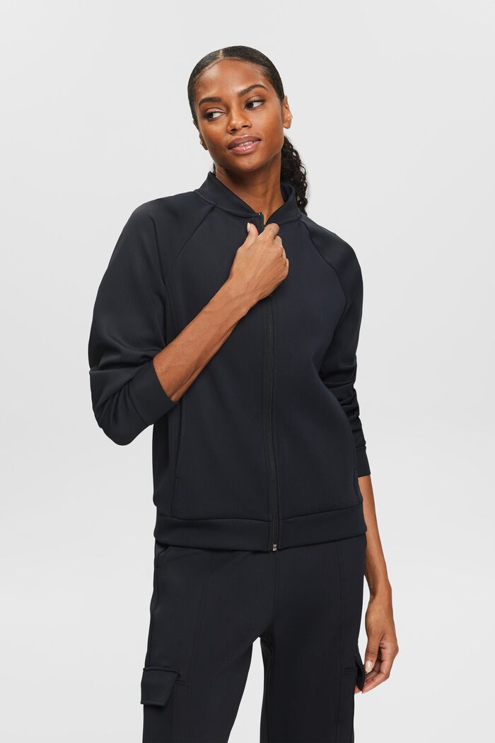Active Sweatshirt Cardigan, BLACK, detail image number 0