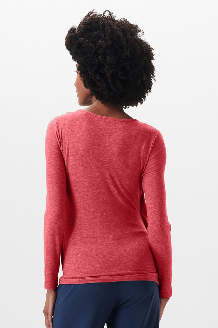 Made of recycled material: long sleeve top in a layered look, RED, detail image number 3