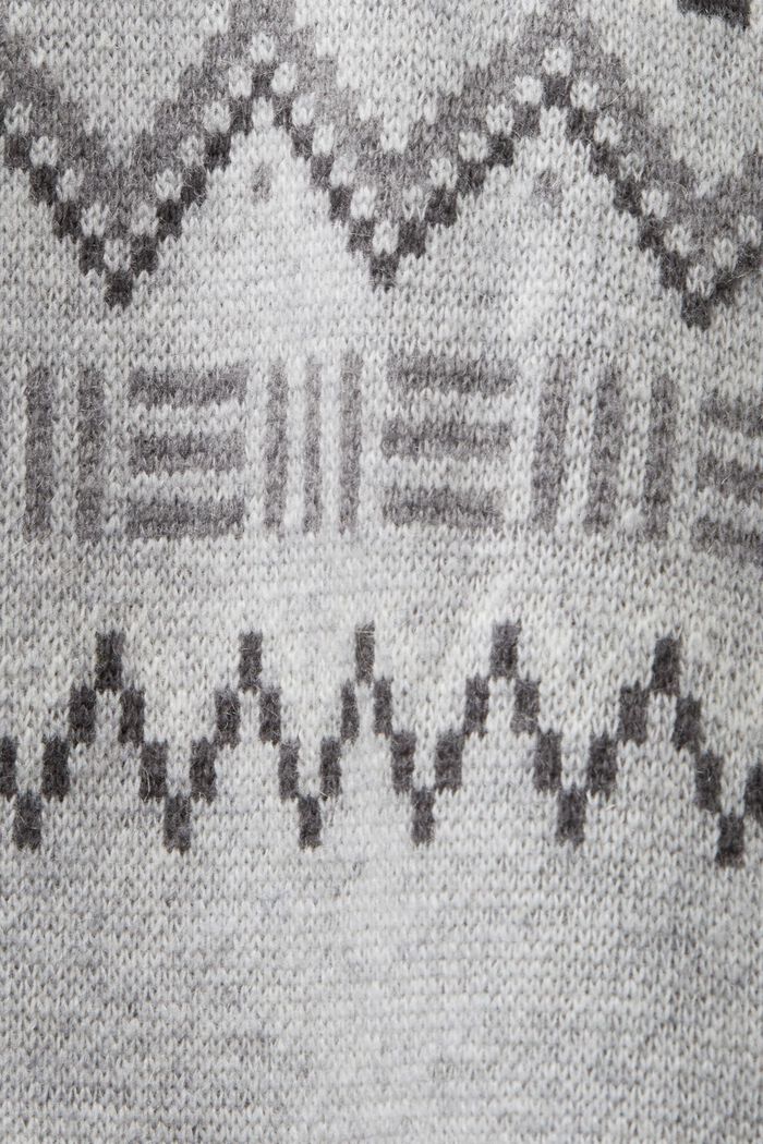 Wool-Cashmere Blend Fair Isle Sweater, LIGHT GREY, detail image number 5