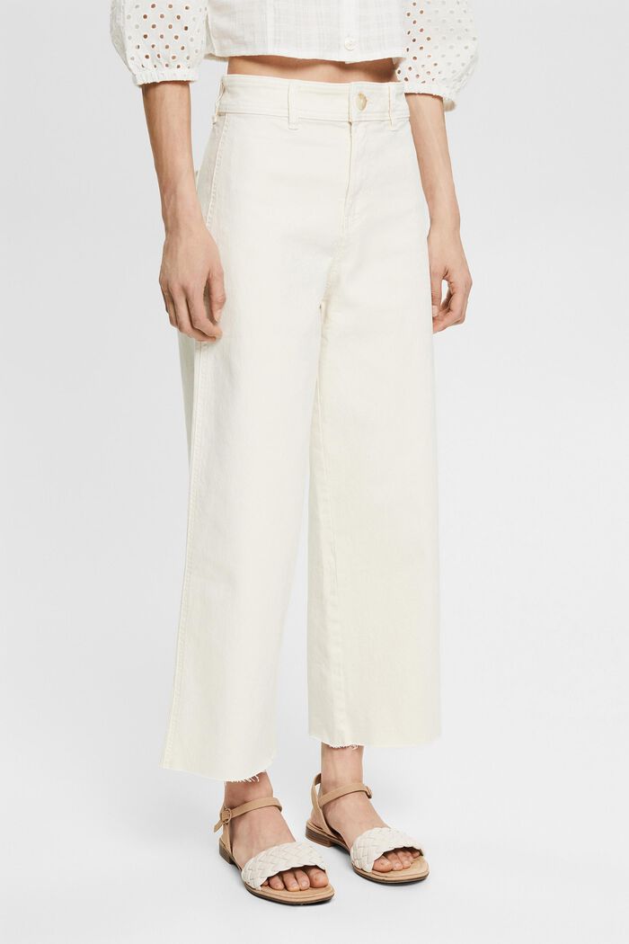 Cropped wide-leg trousers, OFF WHITE, detail image number 0