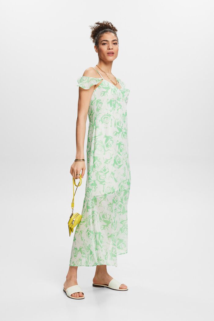 Off-The-Shoulder Printed Chiffon Maxi Dress, CITRUS GREEN, detail image number 1