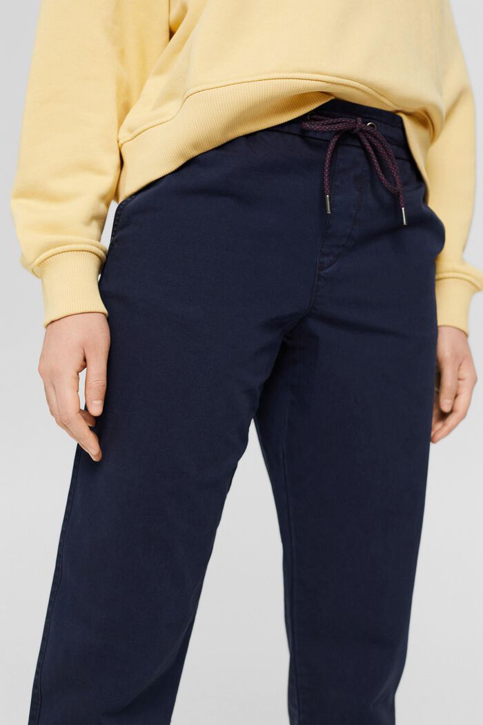 Trousers with a drawstring waistband made of pima cotton, NAVY, detail image number 0
