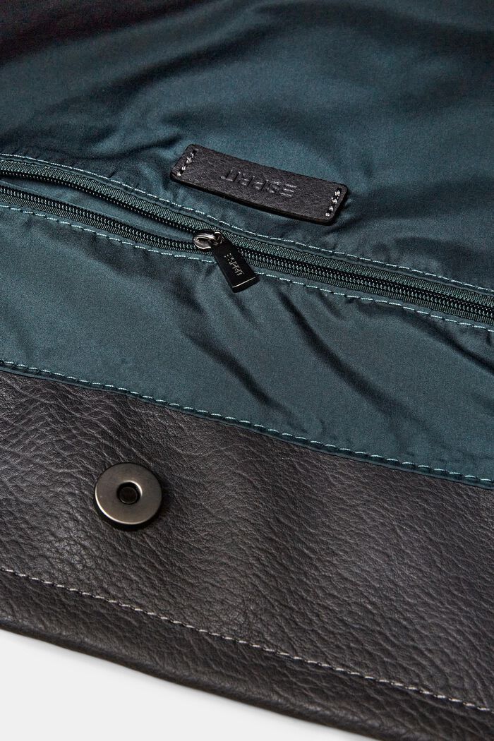 Oversized Vegan Leather Hobo Bag, DARK GREY, detail image number 3