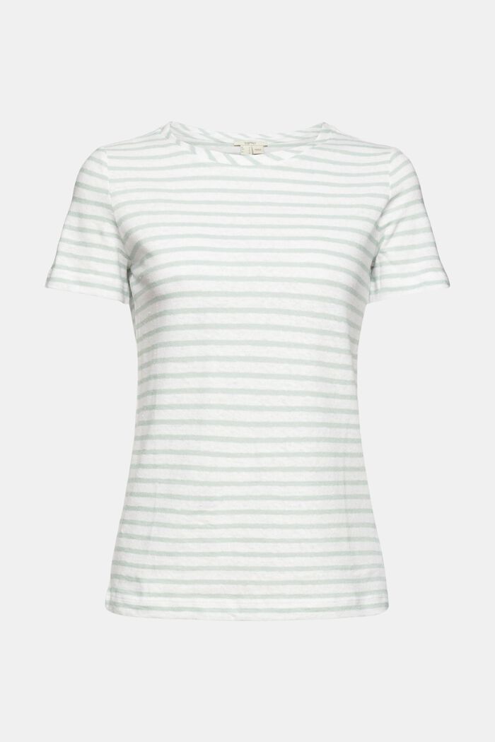 With linen: striped T-shirt, DUSTY GREEN, detail image number 2
