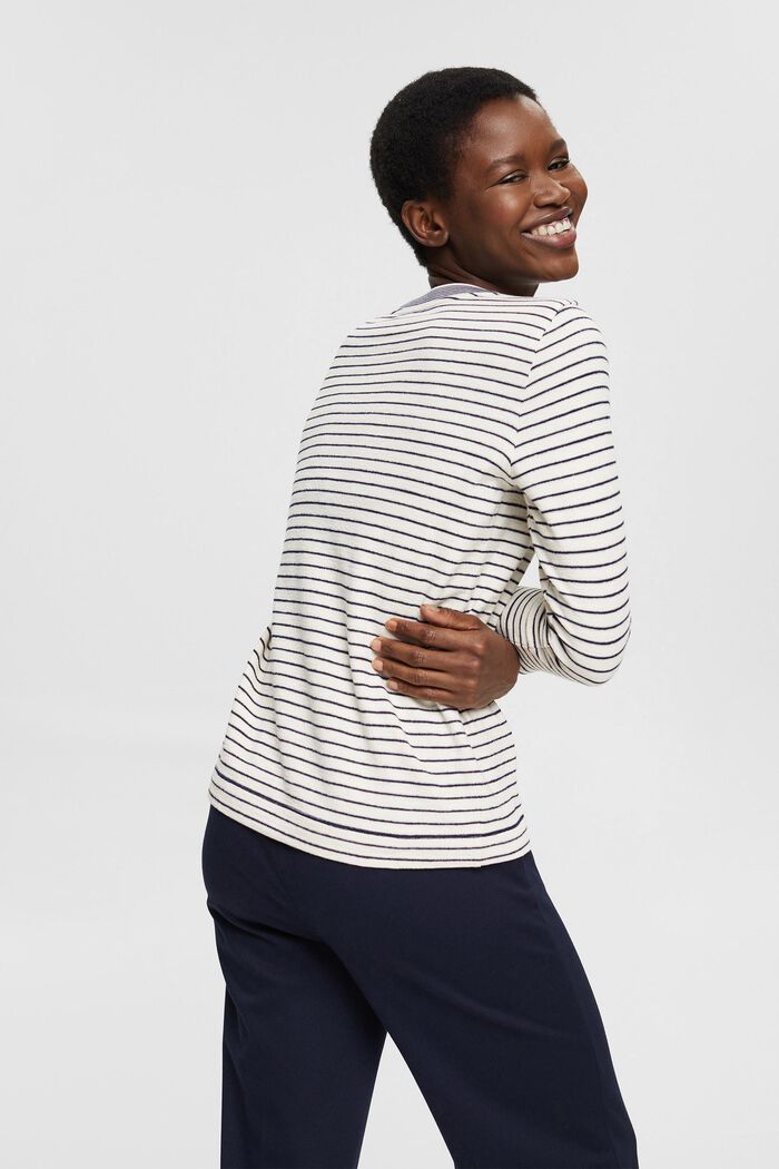 Striped long sleeve top, OFF WHITE, detail image number 3