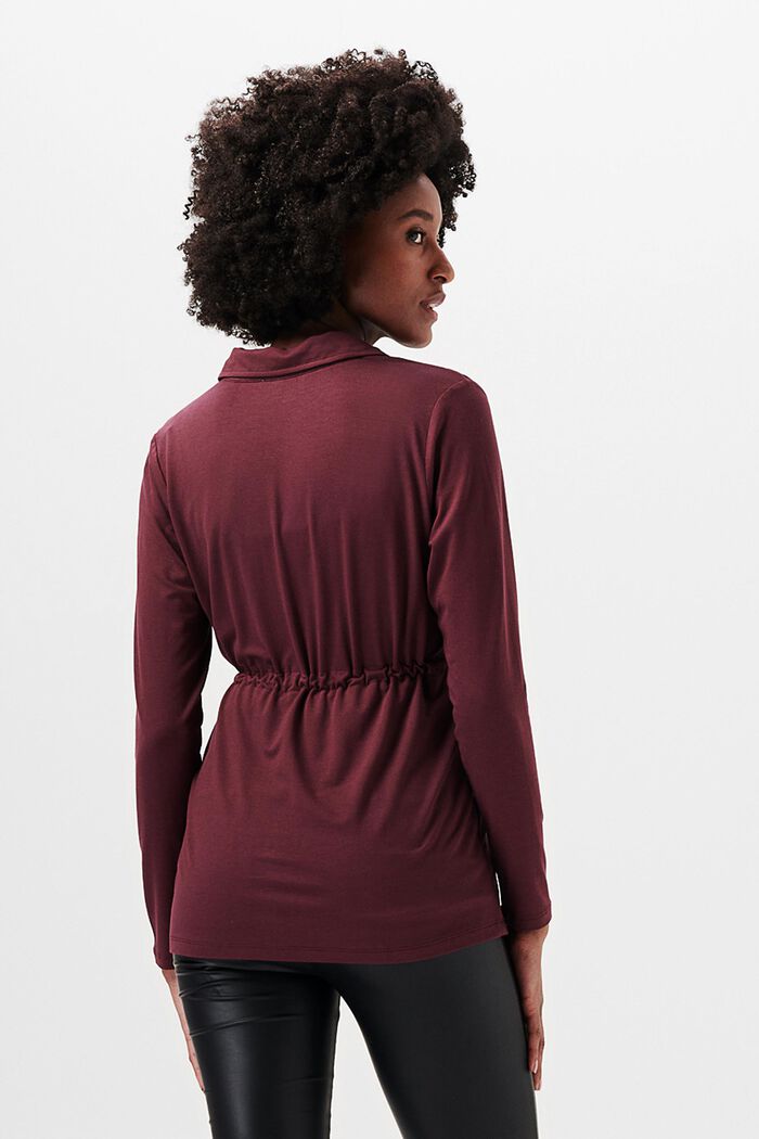 Long-sleeved jersey blouse, LENZING™ ECOVERO™, PLUM BROWN, detail image number 3