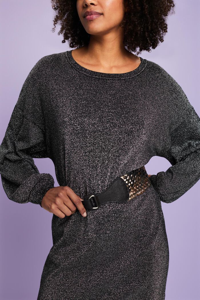 Knitted Glitter Mini Dress, LENZING™ ECOVERO™, BLACK, detail image number 2