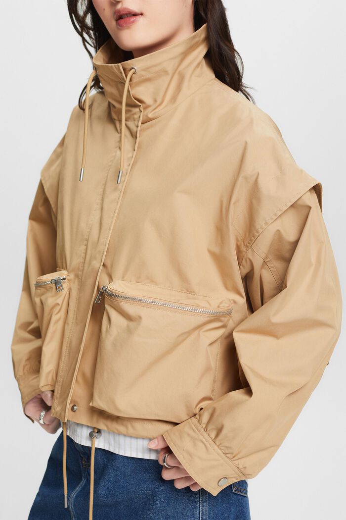Cotton-Blend Jacket, BEIGE, detail image number 3