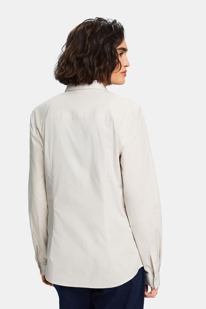 Long-Sleeve Poplin Shirt, LIGHT BEIGE, detail image number 3