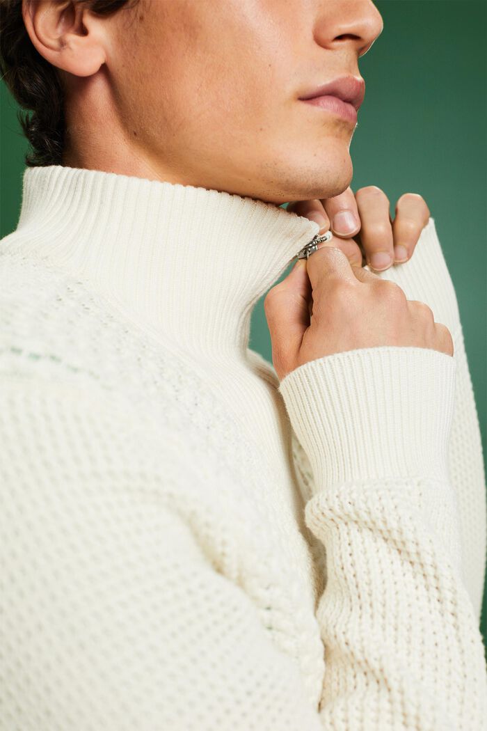 Cable Knit Half-Zip Sweater, ICE, detail image number 3