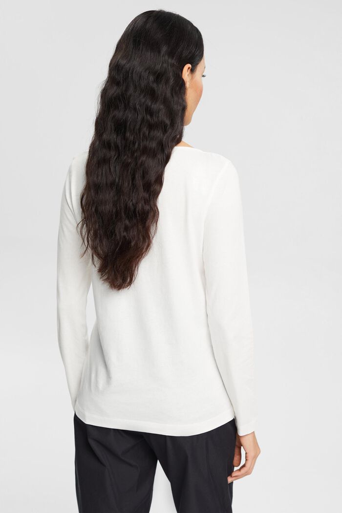 Long sleeved boat neck top, OFF WHITE, detail image number 3