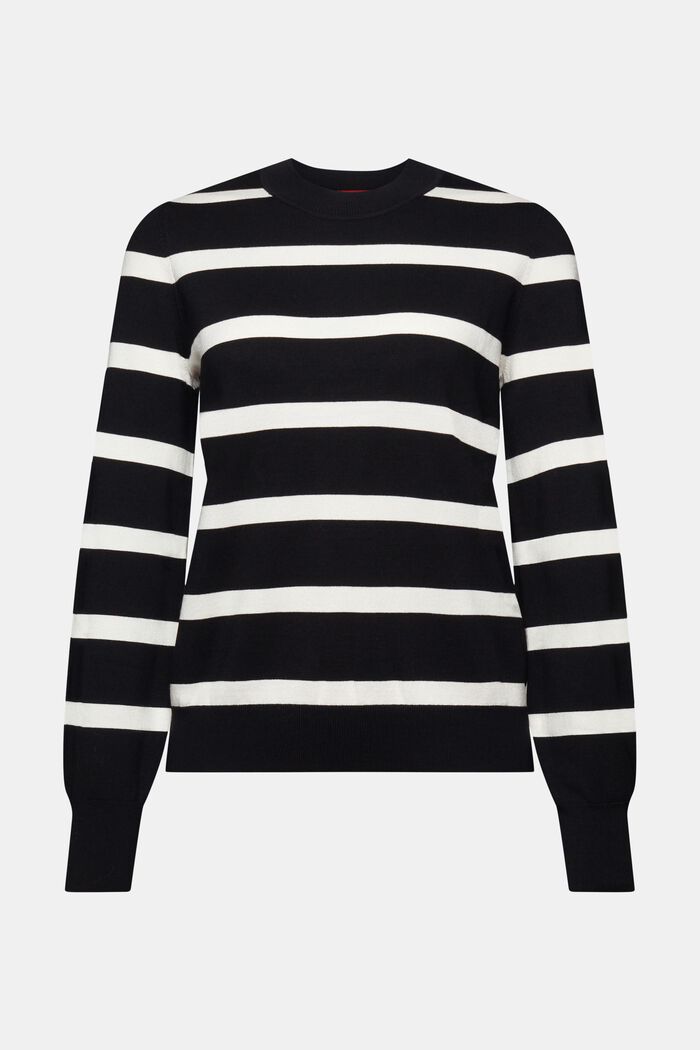 Striped Crewneck Sweater, NEW BLACK, detail image number 6