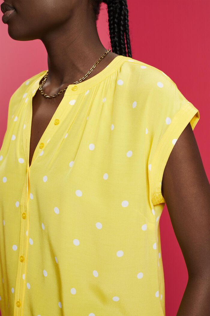 Printed Short Sleeve Blouse, LIGHT YELLOW, detail image number 2