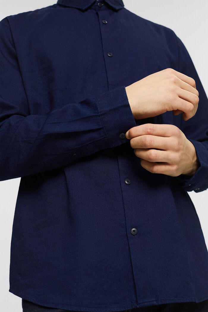 Cotton shirt in a denim look, BLUE DARK WASHED, detail image number 1