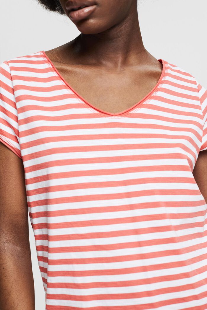 Striped T-shirt in organic cotton, CORAL, detail image number 0