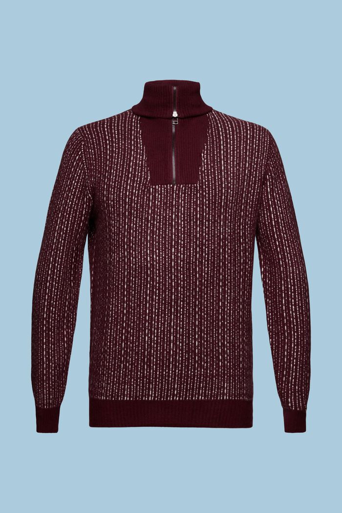 Long Sleeve Troyer Sweater, BORDEAUX RED, detail image number 6