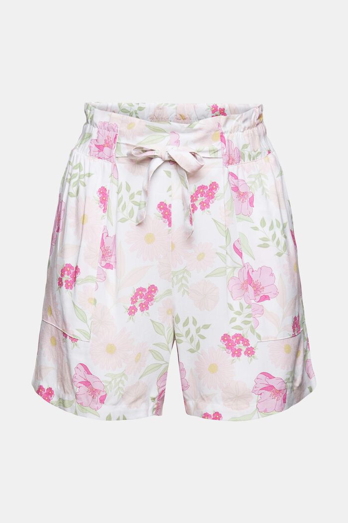 Pyjama shorts with a floral pattern, LENZING™ ECOVERO™, WHITE, detail image number 5