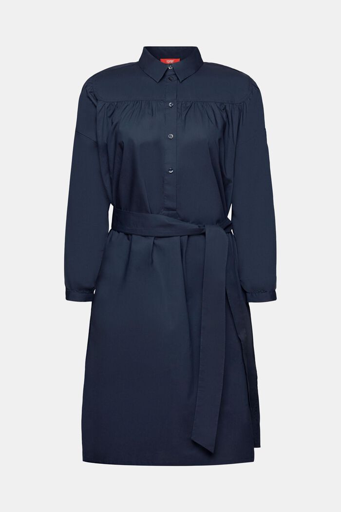 Shirt dress with tie belt, 100% cotton, PETROL BLUE, detail image number 6