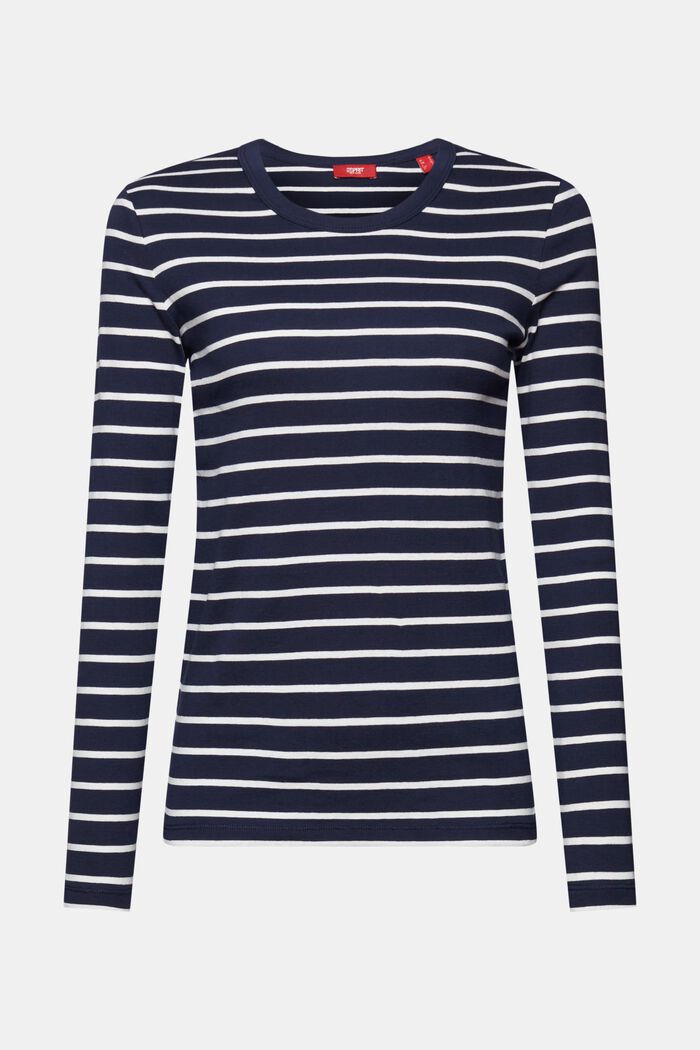 Striped long sleeve top, organic cotton, NAVY, detail image number 7
