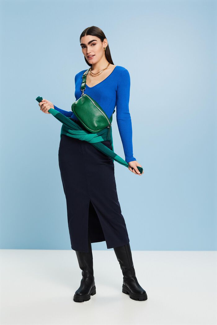 Slit Midi Skirt, NAVY, detail image number 1