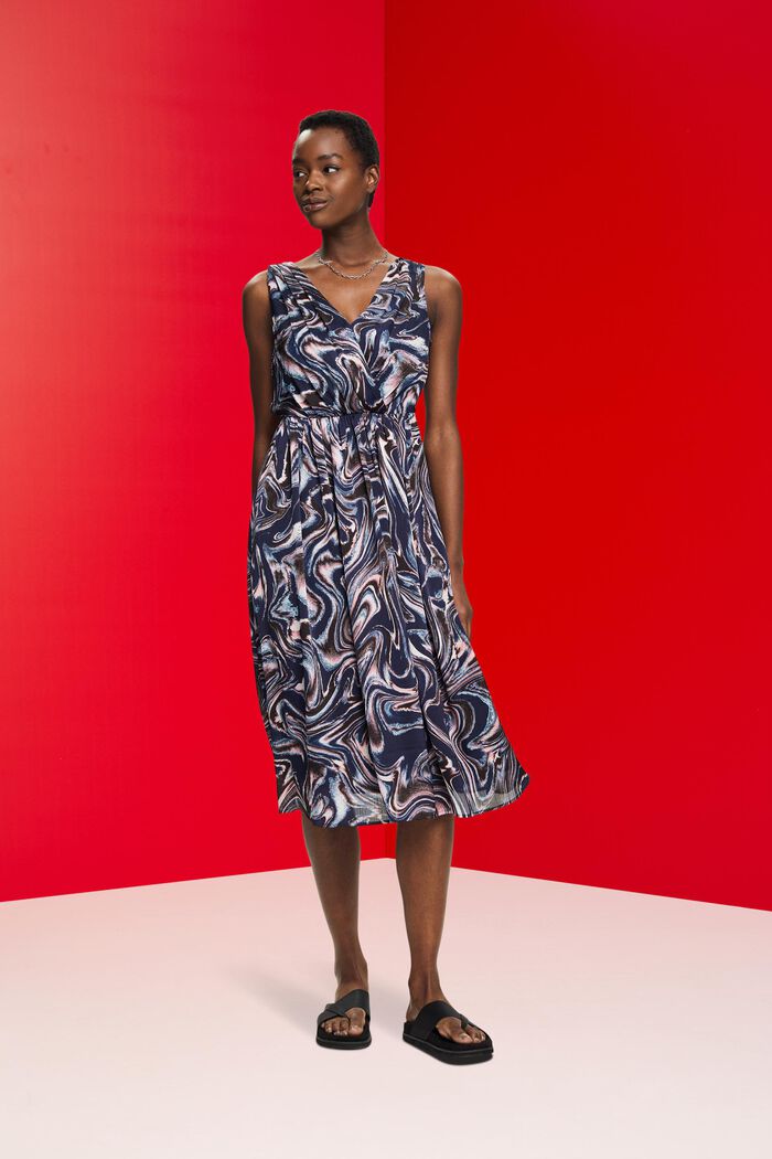 Midi dress with all-over print, NAVY, detail image number 1