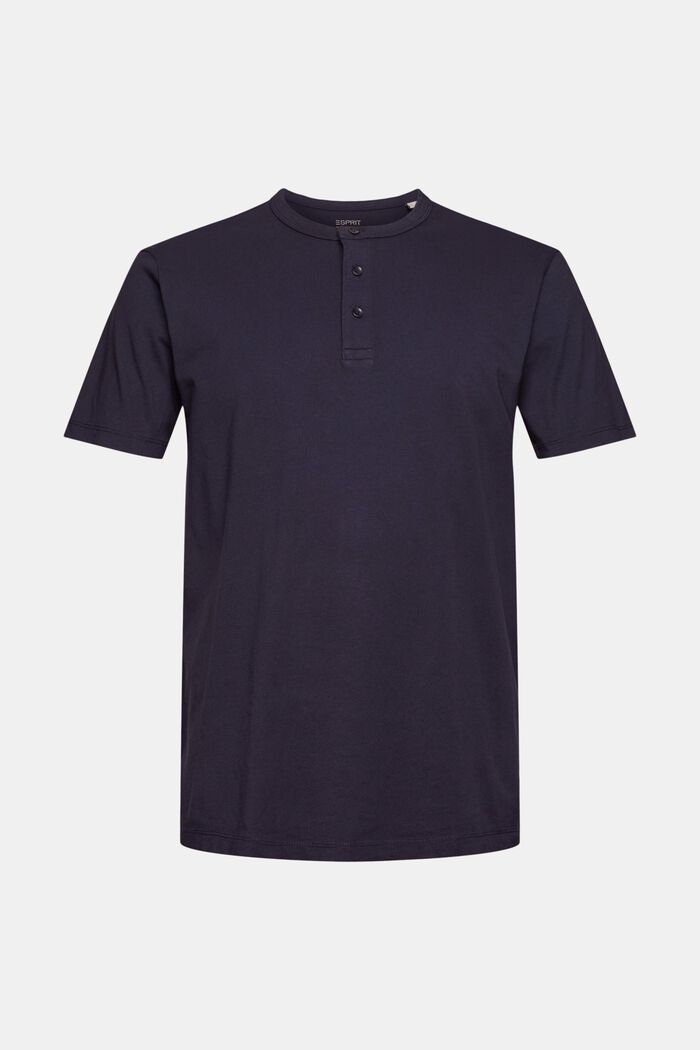 Jersey T-shirt with a button placket, NAVY, detail image number 5