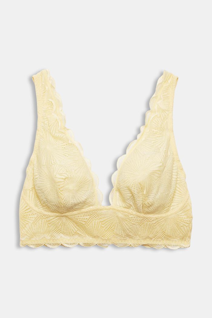 Non-padded, non-wired bra made of patterned lace, LIGHT YELLOW, detail image number 2