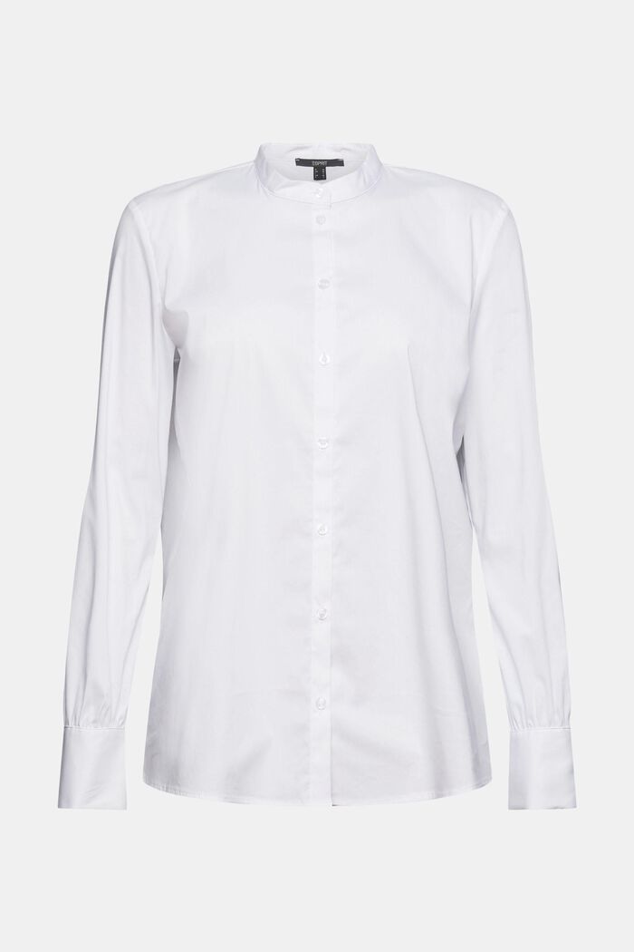 Blouse with frilled details on the sleeves, WHITE, overview