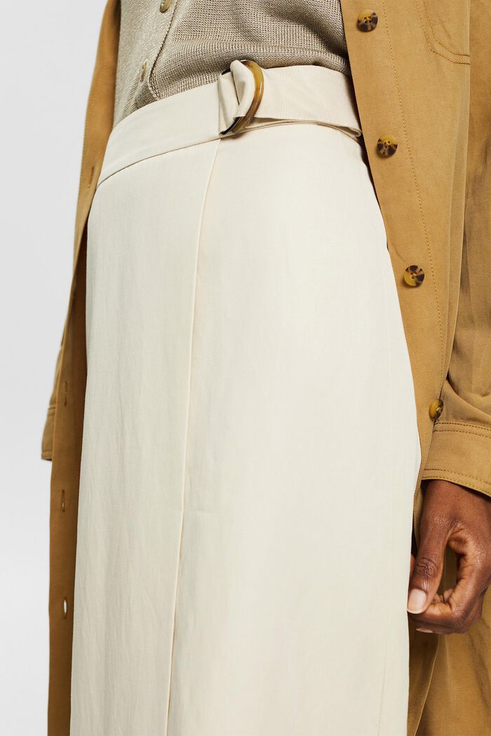 With linen: midi skirt in a wrap-over look, LIGHT BEIGE, detail image number 2