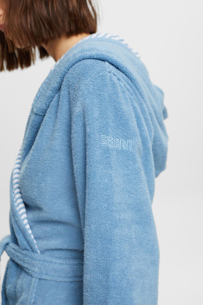 Terry cloth bathrobe with striped lining, SKY BLUE, detail image number 2