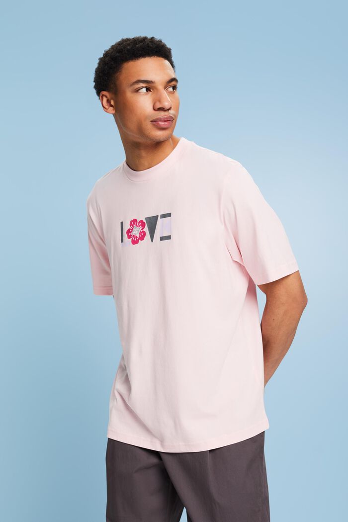 Unisex Printed Pima Cotton T-Shirt, PASTEL PINK, detail image number 0