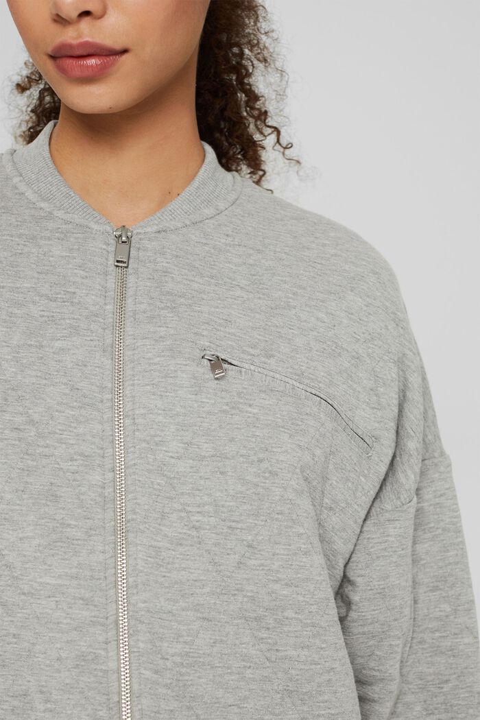 Quilted sweatshirt jacket with organic cotton, MEDIUM GREY, detail image number 2