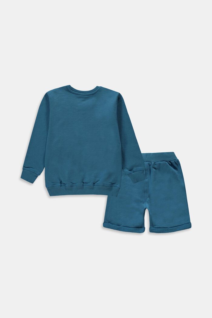 Set: sweatshirt and shorts, 100% cotton, TURQUOISE, detail image number 1