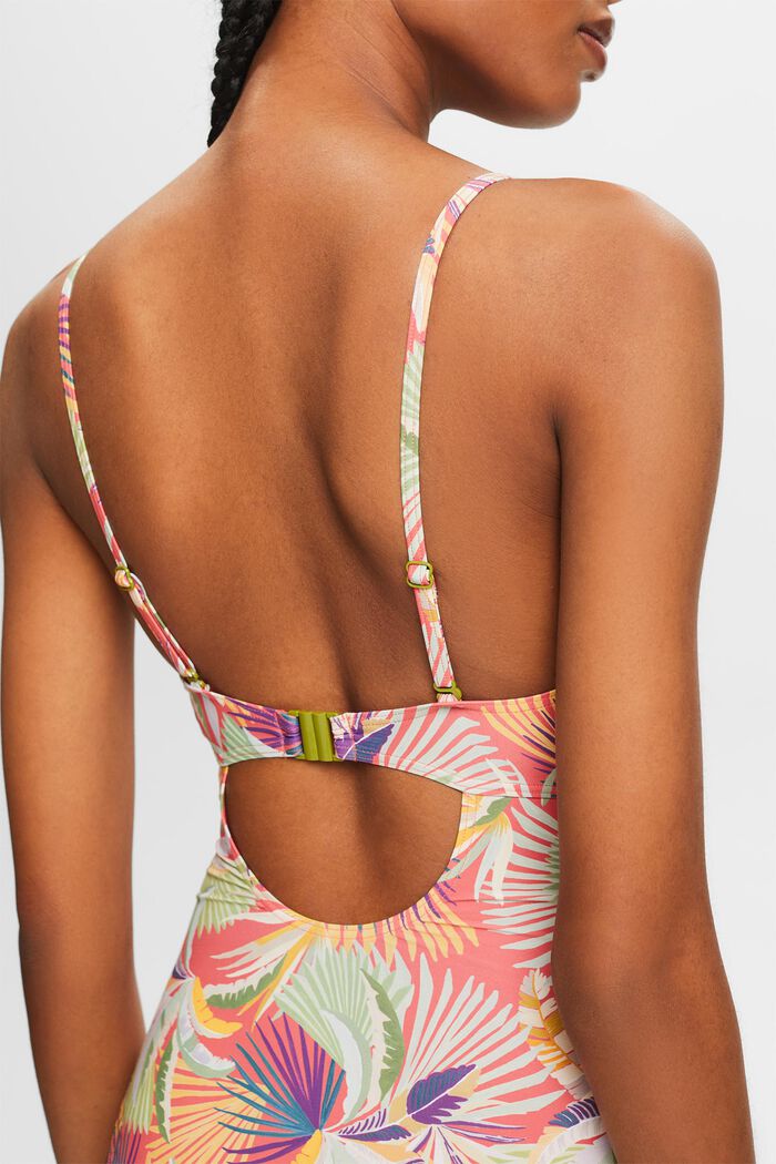 Printed One-Piece Swimsuit, CORAL RED, detail image number 1