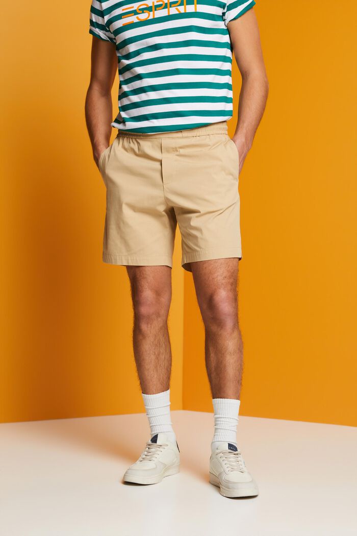 Cotton Poplin Pull On Shorts, SAND, detail image number 0