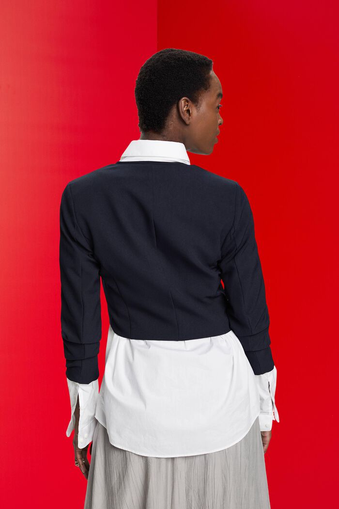 Cropped blazer with ruched sleeves, NAVY, detail image number 3