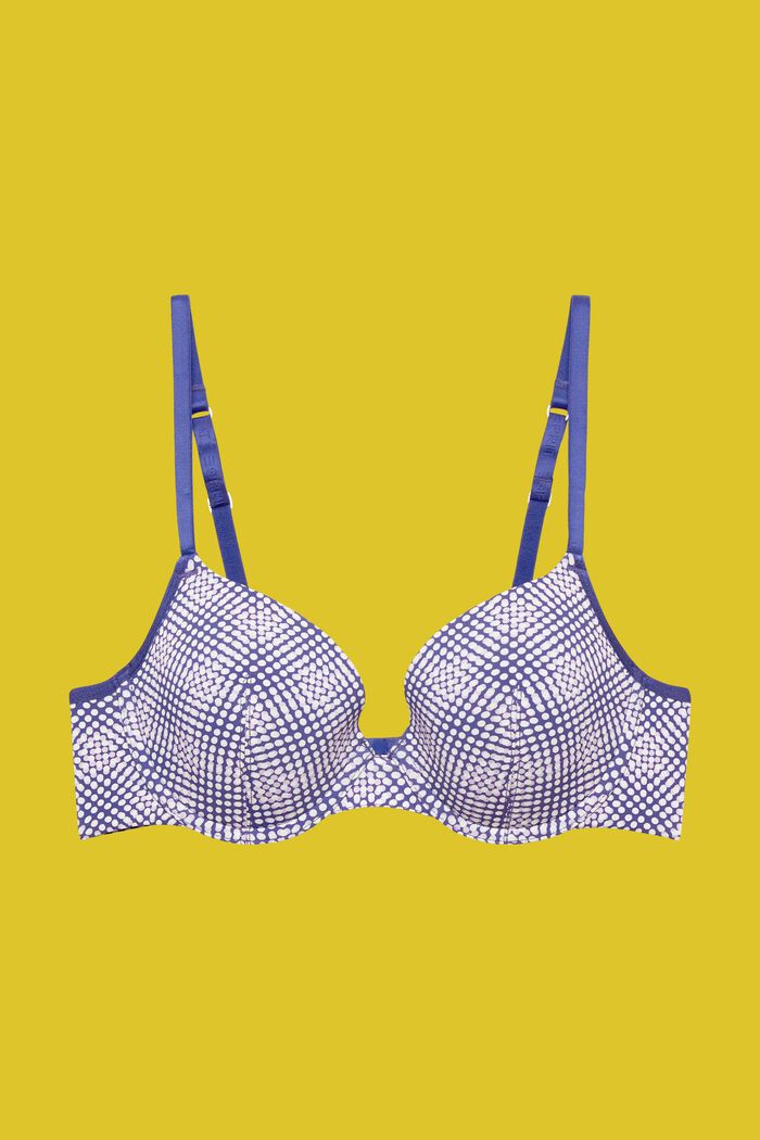 Padded and underwired bra with geo print, DARK BLUE, detail image number 4