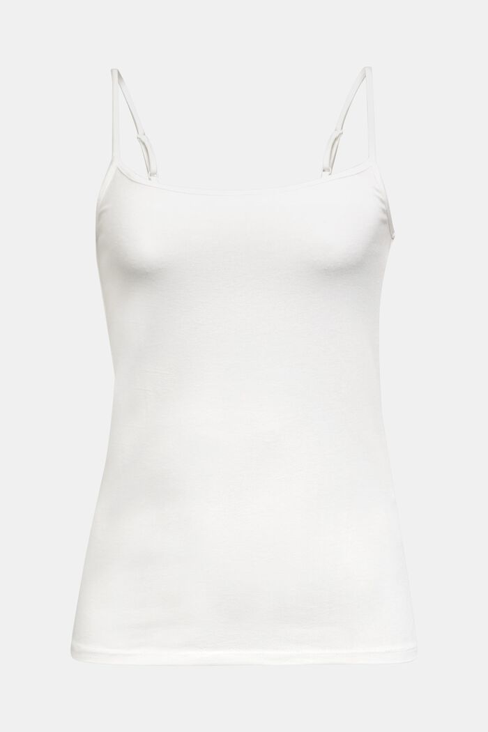 Stretch viscose spaghetti strap top, OFF WHITE, detail image number 0