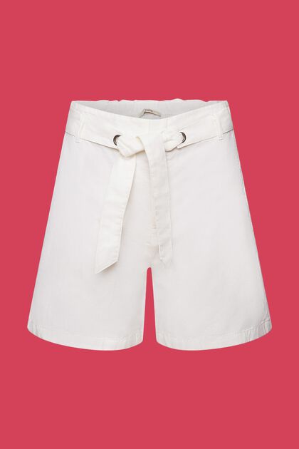 Shorts with a tie belt, cotton-linen blend