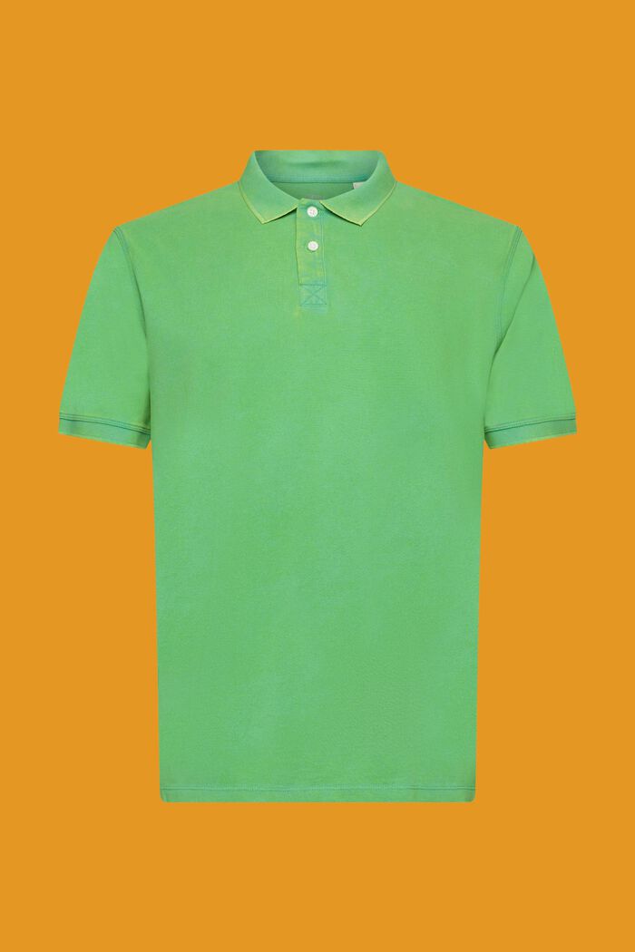 Stone-washed cotton pique polo shirt, GREEN, detail image number 6
