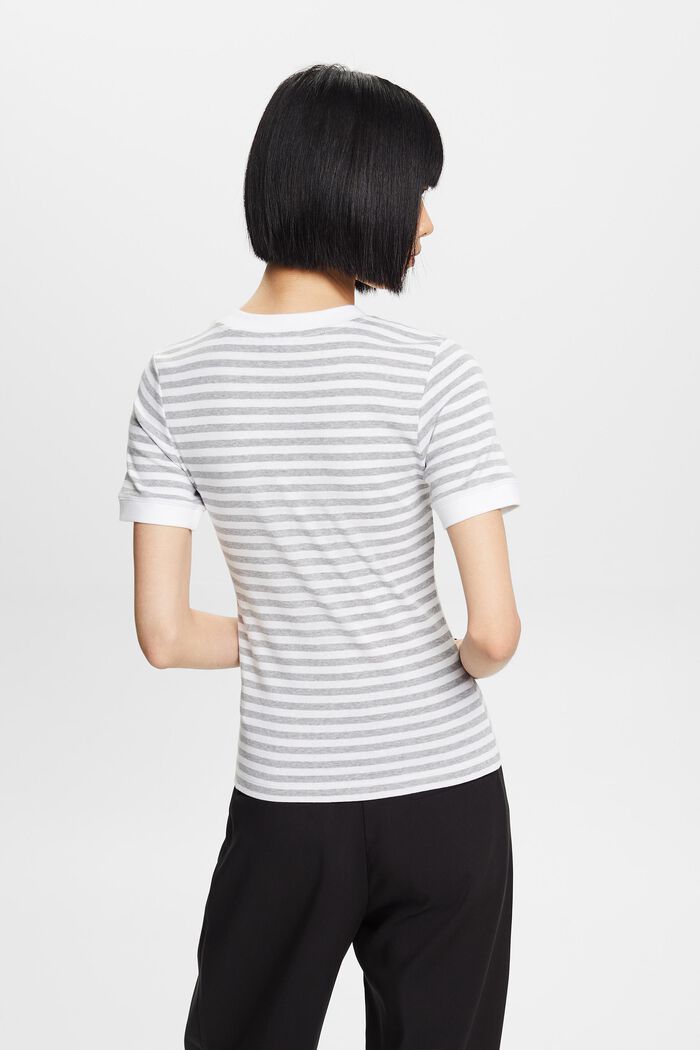 Logo-Print Striped Cotton T-Shirt, WHITE, detail image number 3