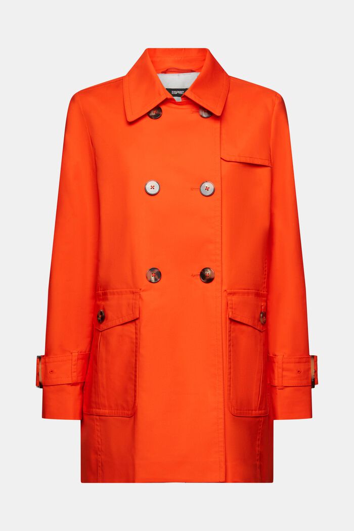 Short double-breasted trench coat, ORANGE RED, detail image number 6